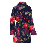 Red Violet Roses Floral Pattern Print Women's Bathrobe