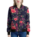 Red Violet Roses Floral Pattern Print Women's Bomber Jacket
