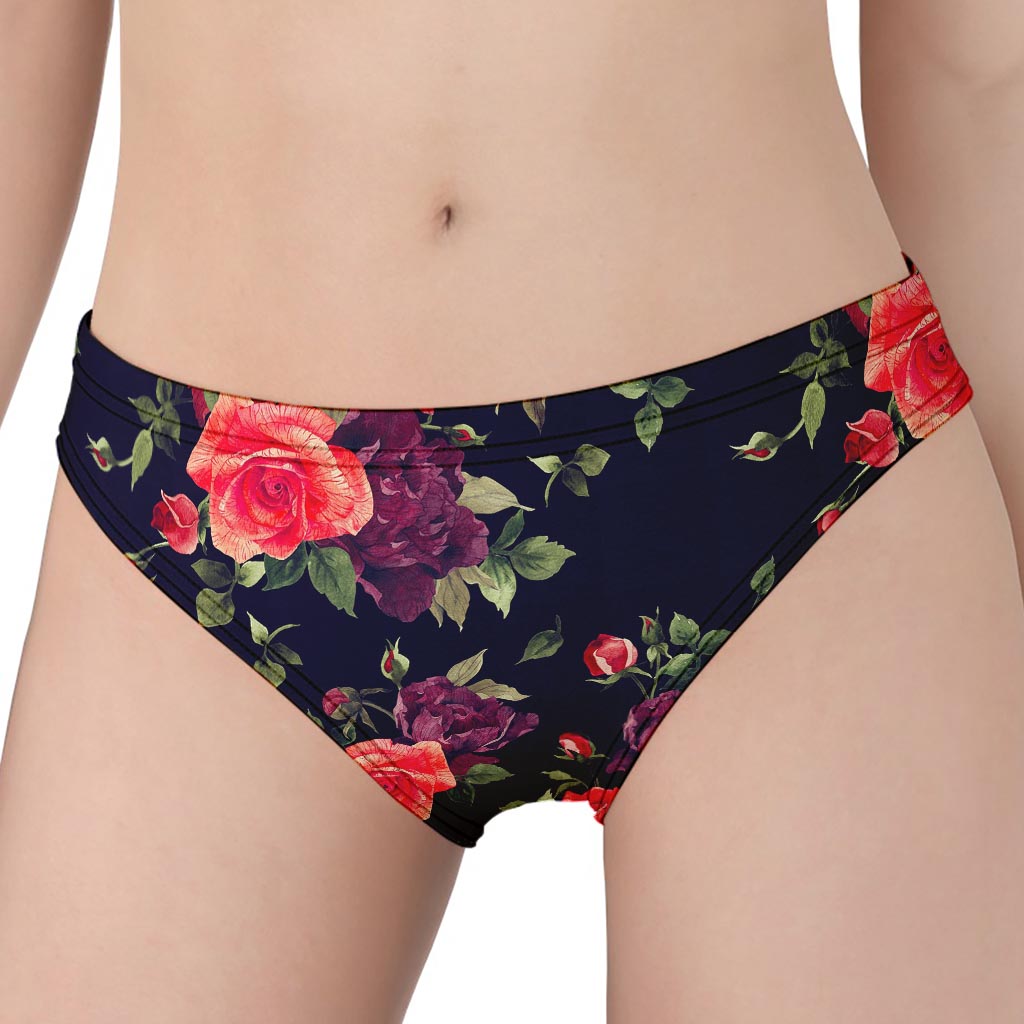 Red Violet Roses Floral Pattern Print Women's Panties