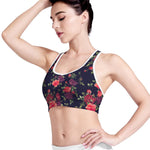 Red Violet Roses Floral Pattern Print Women's Sports Bra