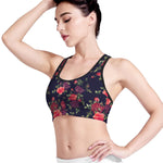 Red Violet Roses Floral Pattern Print Women's Sports Bra