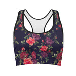 Red Violet Roses Floral Pattern Print Women's Sports Bra