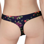 Red Violet Roses Floral Pattern Print Women's Thong