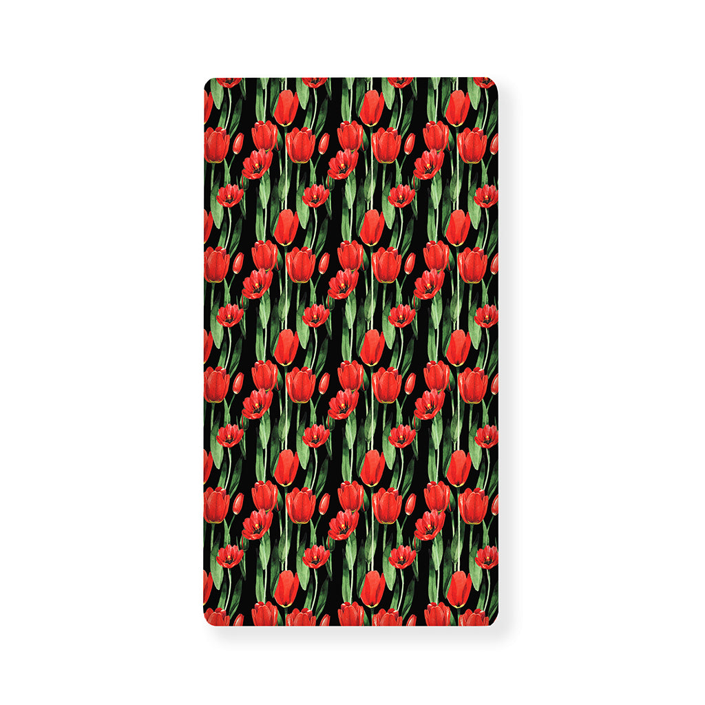 Red Watercolor Tulip Pattern Print Baby Crib Sheet