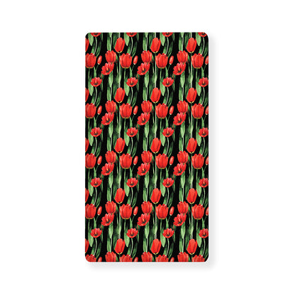 Red Watercolor Tulip Pattern Print Baby Crib Sheet