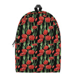 Red Watercolor Tulip Pattern Print Backpack