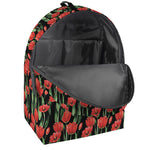 Red Watercolor Tulip Pattern Print Backpack