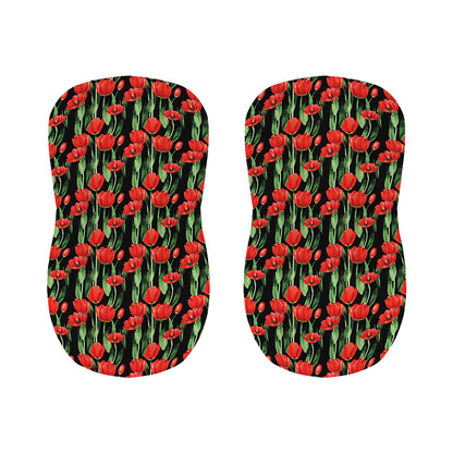 Red Watercolor Tulip Pattern Print Bar Stool Covers