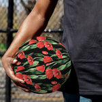 Red Watercolor Tulip Pattern Print Basketball