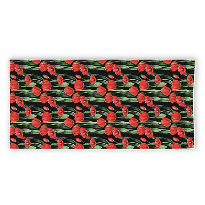 Red Watercolor Tulip Pattern Print Beach Towel
