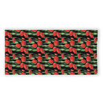 Red Watercolor Tulip Pattern Print Beach Towel