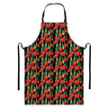 Red Watercolor Tulip Pattern Print Bib Apron With Pocket