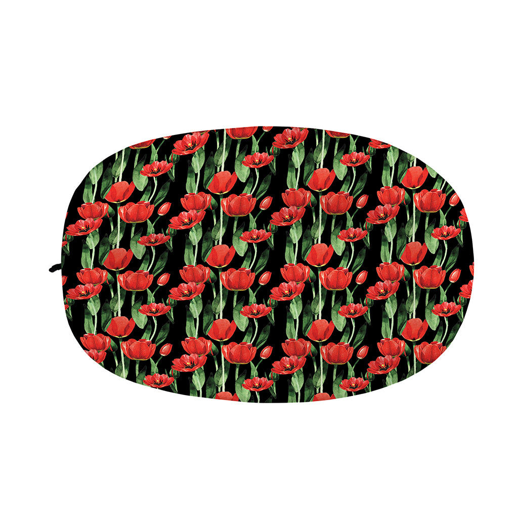 Red Watercolor Tulip Pattern Print Car Side Mirror Covers