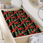 Red Watercolor Tulip Pattern Print Changing Pad Cover