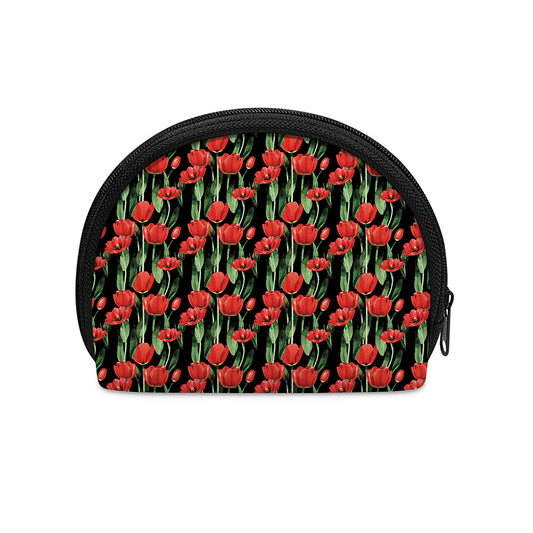 Red Watercolor Tulip Pattern Print Coin Purse