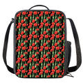 Red Watercolor Tulip Pattern Print Crossbody Lunch Bag