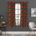 Red Watercolor Tulip Pattern Print Grommet Curtain Panels