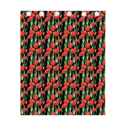 Red Watercolor Tulip Pattern Print Curtain