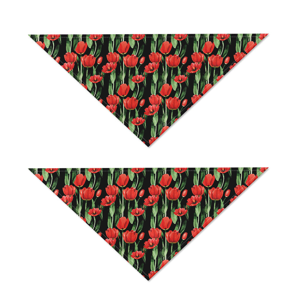 Red Watercolor Tulip Pattern Print Dog Bandana
