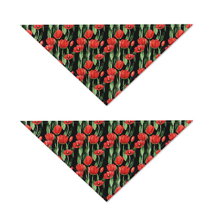 Red Watercolor Tulip Pattern Print Dog Bandana