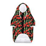 Red Watercolor Tulip Pattern Print Dog Zip Up Hoodie