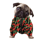 Red Watercolor Tulip Pattern Print Dog Zip Up Jacket