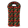 Red Watercolor Tulip Pattern Print Double Neoprene Wine Tote