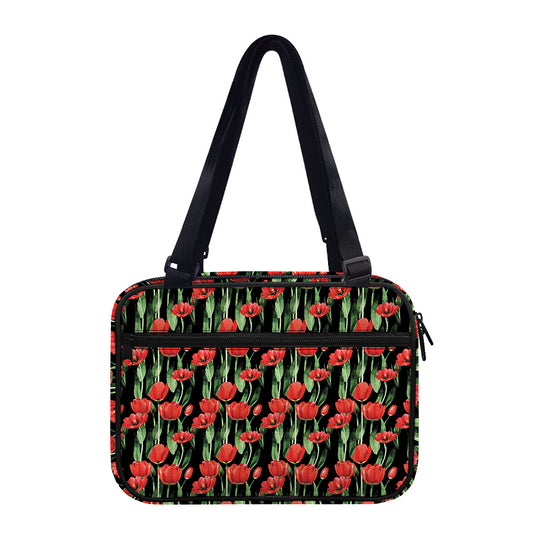 Red Watercolor Tulip Pattern Print Double Strap Bible Bag
