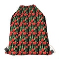 Red Watercolor Tulip Pattern Print Drawstring Bag