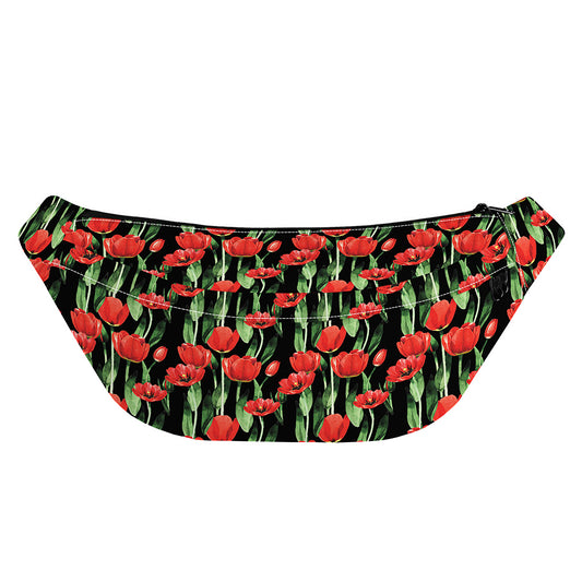 Red Watercolor Tulip Pattern Print Fanny Pack