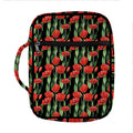 Red Watercolor Tulip Pattern Print Front Pocket Bible Bag