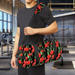 Red Watercolor Tulip Pattern Print Gym Bag