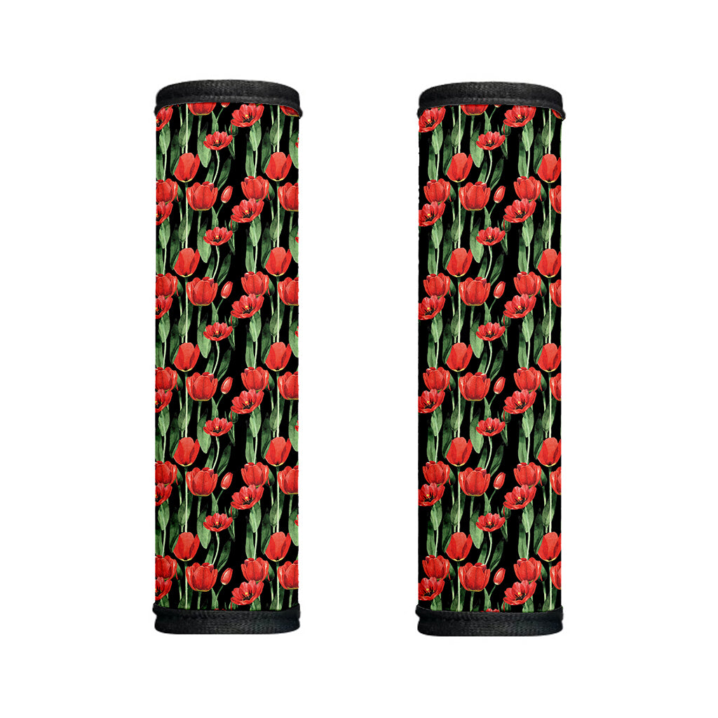 Red Watercolor Tulip Pattern Print Handle Covers