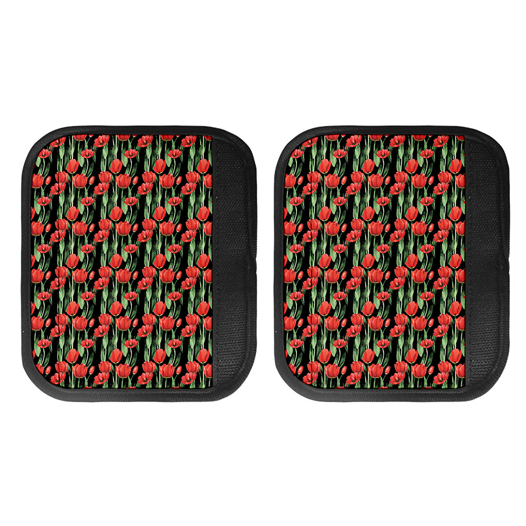 Red Watercolor Tulip Pattern Print Handle Covers