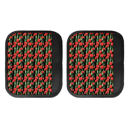 Red Watercolor Tulip Pattern Print Handle Covers