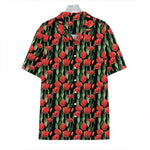 Red Watercolor Tulip Pattern Print Hawaiian Shirt