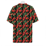 Red Watercolor Tulip Pattern Print Hawaiian Shirt
