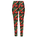 Red Watercolor Tulip Pattern Print High-Waisted Pocket Leggings