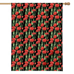 Red Watercolor Tulip Pattern Print House Flag