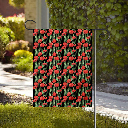 Red Watercolor Tulip Pattern Print House Flag