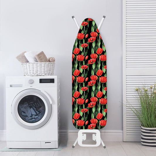 Red Watercolor Tulip Pattern Print Ironing Board Cover