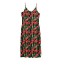 Red Watercolor Tulip Pattern Print Jersey Midi Cami Dress