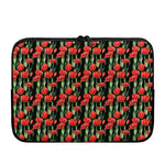 Red Watercolor Tulip Pattern Print Laptop Sleeve