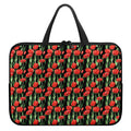 Red Watercolor Tulip Pattern Print Laptop Sleeve With Handle