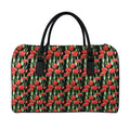 Red Watercolor Tulip Pattern Print Leather Duffel Bag