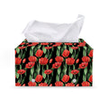 Red Watercolor Tulip Pattern Print Leather Tissue Box Cover
