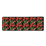 Red Watercolor Tulip Pattern Print Long Kitchen Mat