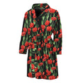 Red Watercolor Tulip Pattern Print Men's Bathrobe