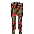 Red Watercolor Tulip Pattern Print Men's Leggings