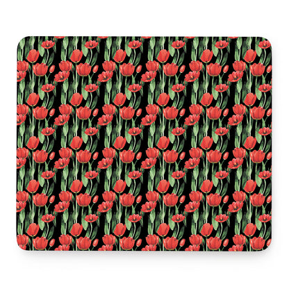 Red Watercolor Tulip Pattern Print Mouse Pad